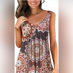 Amazon Red and Gray Mandala Tank Top